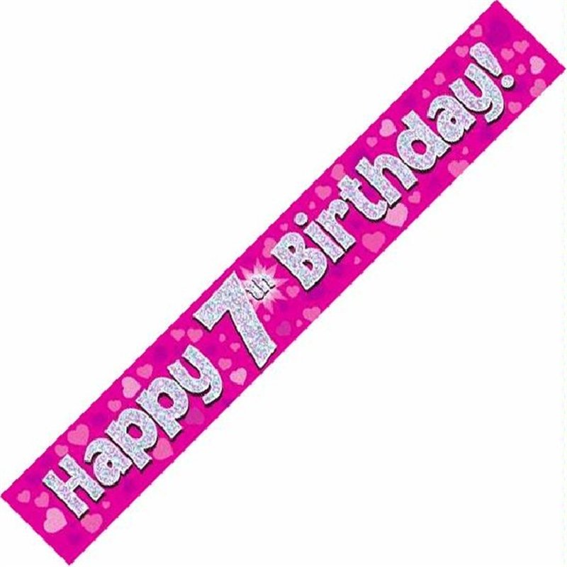 9FT PINK HOLO. 7TH B/DAY BANNER