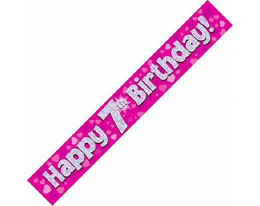 9FT PINK HOLO. 7TH B/DAY BANNER