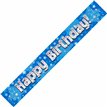 9FT HAPPY BIRTHDAY BLUE HOLOGRAPHIC BANNER