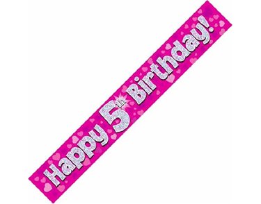 9FT PINK HOLO. 5TH B/DAY BANNER