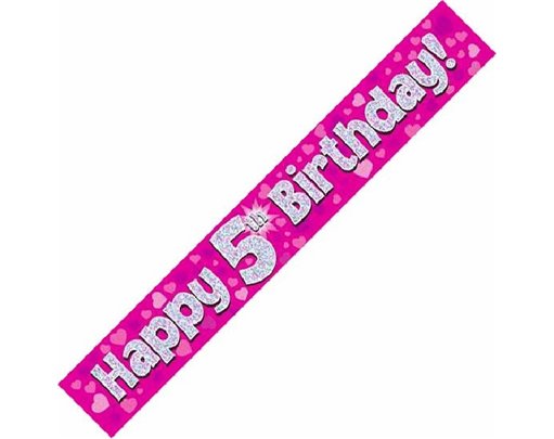 9FT PINK HOLO. 5TH B/DAY BANNER