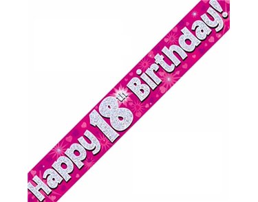 9FT 18TH BIRTHDAY PINK BANNER