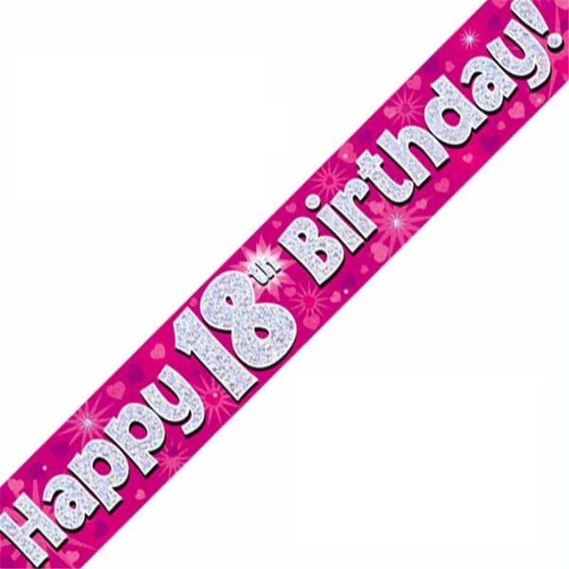 9FT 18TH BIRTHDAY PINK BANNER