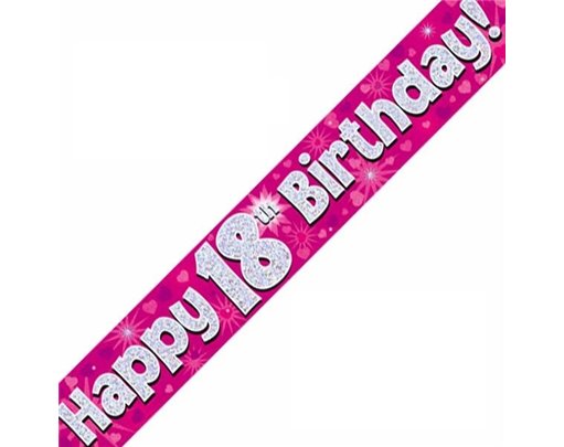 9FT 18TH BIRTHDAY PINK BANNER