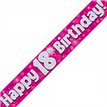 9FT 18TH BIRTHDAY PINK BANNER