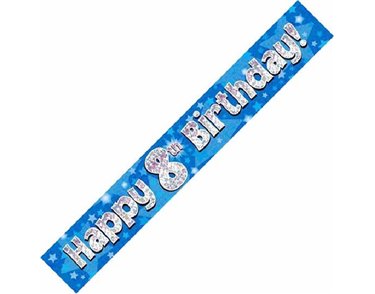 9FT 8TH BIRTHDAY BLUE HOLOGRAPHIC BANNER