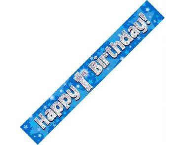9FT 1ST BIRTHDAY BLUE HOLOGRAPHIC BANNER