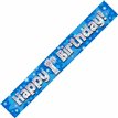 9FT 1ST BIRTHDAY BLUE HOLOGRAPHIC BANNER