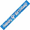 9FT 9TH BIRTHDAY BLUE HOLOGRAPHIC BANNER