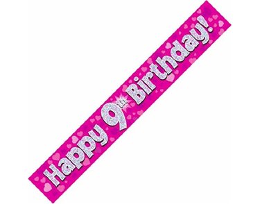 9FT PINK HOLO. 9TH B/DAY BANNER