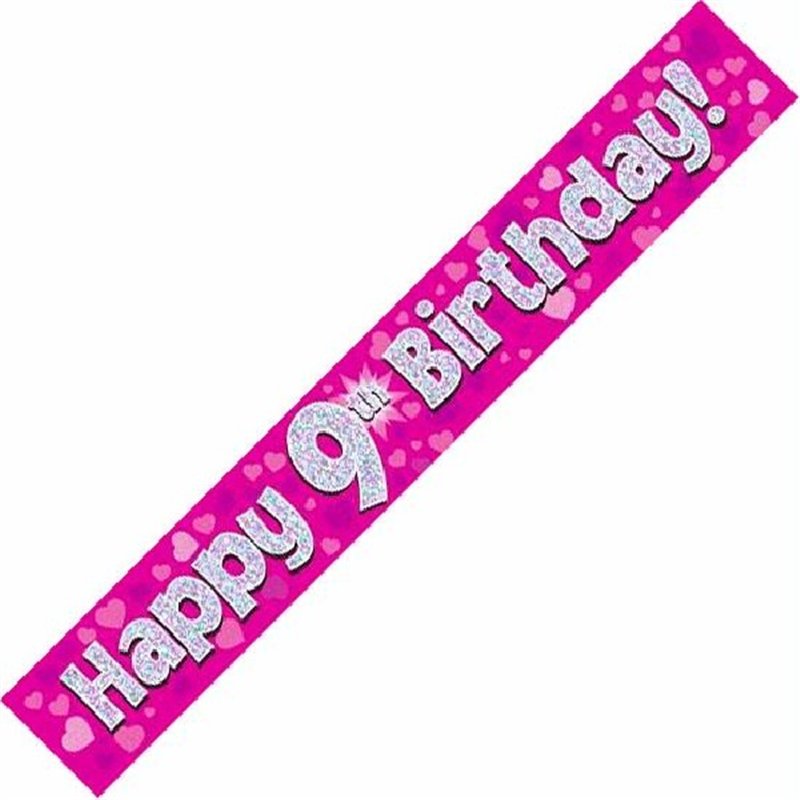 9FT PINK HOLO. 9TH B/DAY BANNER