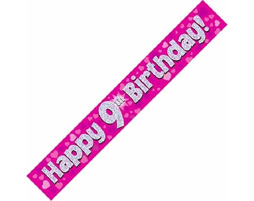 9FT PINK HOLO. 9TH B/DAY BANNER
