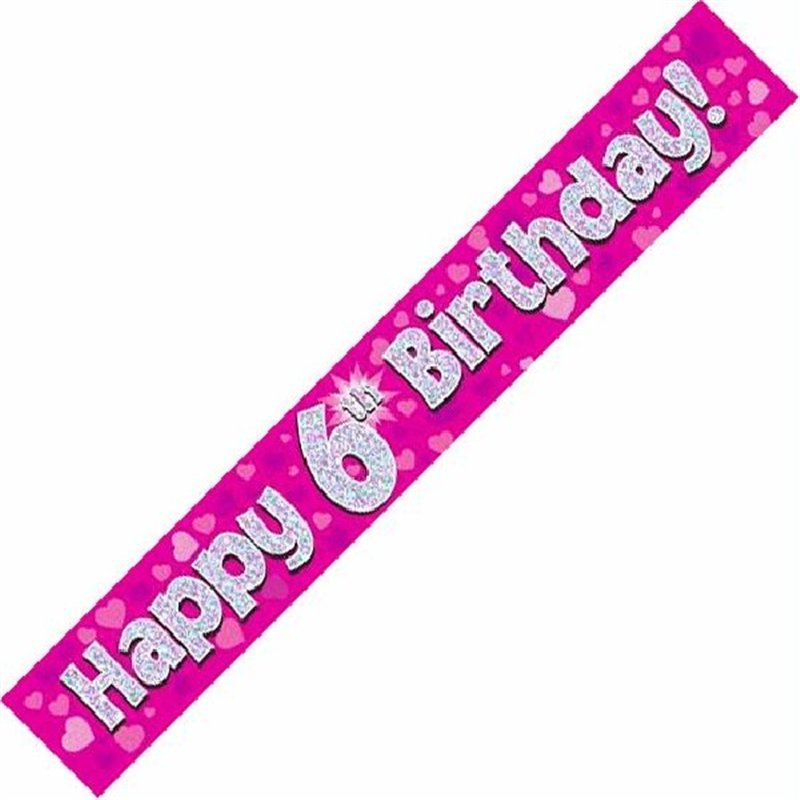 9FT PINK HOLO. 6TH B/DAY BANNER