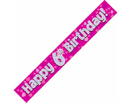 9FT PINK HOLO. 6TH B/DAY BANNER