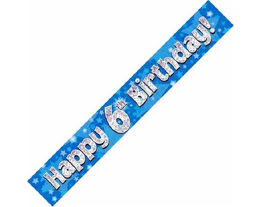 9FT 6TH BIRTHDAY BLUE HOLOGRAPHIC BANNER