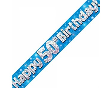 9FT 50TH BIRTHDAY BLUE BANNER