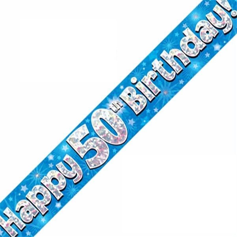 9FT 50TH BIRTHDAY BLUE BANNER
