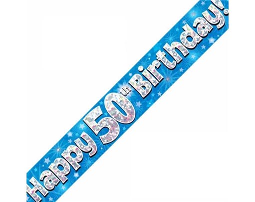 9FT 50TH BIRTHDAY BLUE BANNER