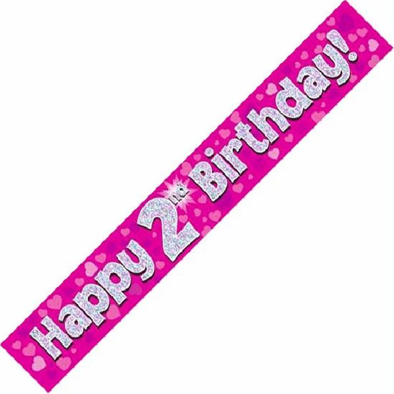 9FT PINK HOLO. 2ND B/DAY BANNER
