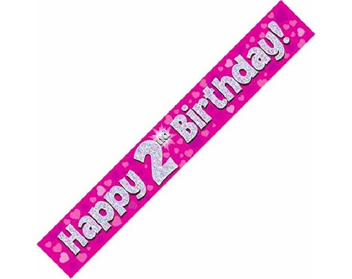 9FT PINK HOLO. 2ND B/DAY BANNER