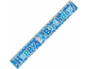 12FT 1ST B/DAY BLUE PRISMATIC BANNER