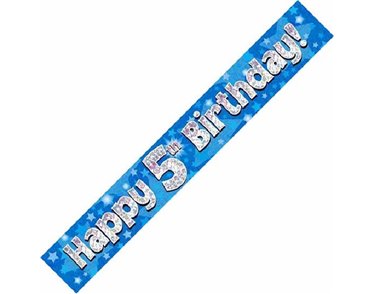 9FT 5TH BIRTHDAY BLUE HOLOGRAPHIC BANNER