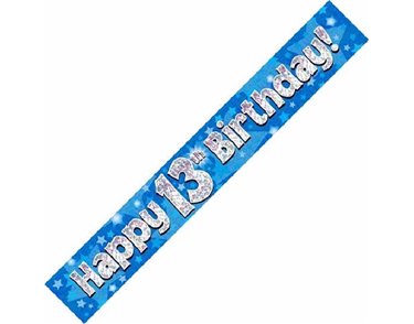 9FT 13TH BIRTHDAY BLUE HOLOGRAPHIC BANNER