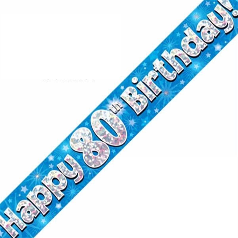 9FT 80TH BIRTHDAY BLUE BANNER