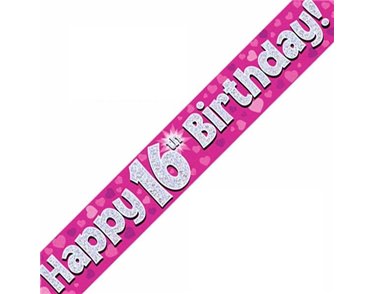 9FT 16TH BIRTHDAY PINK BANNER