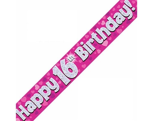 9FT 16TH BIRTHDAY PINK BANNER