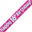 9FT 16TH BIRTHDAY PINK BANNER