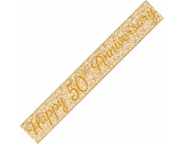 12FT GOLDEN ANNI. PRISMATIC BANNER