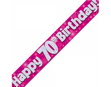 9FT 70TH BIRTHDAY PINK BANNER