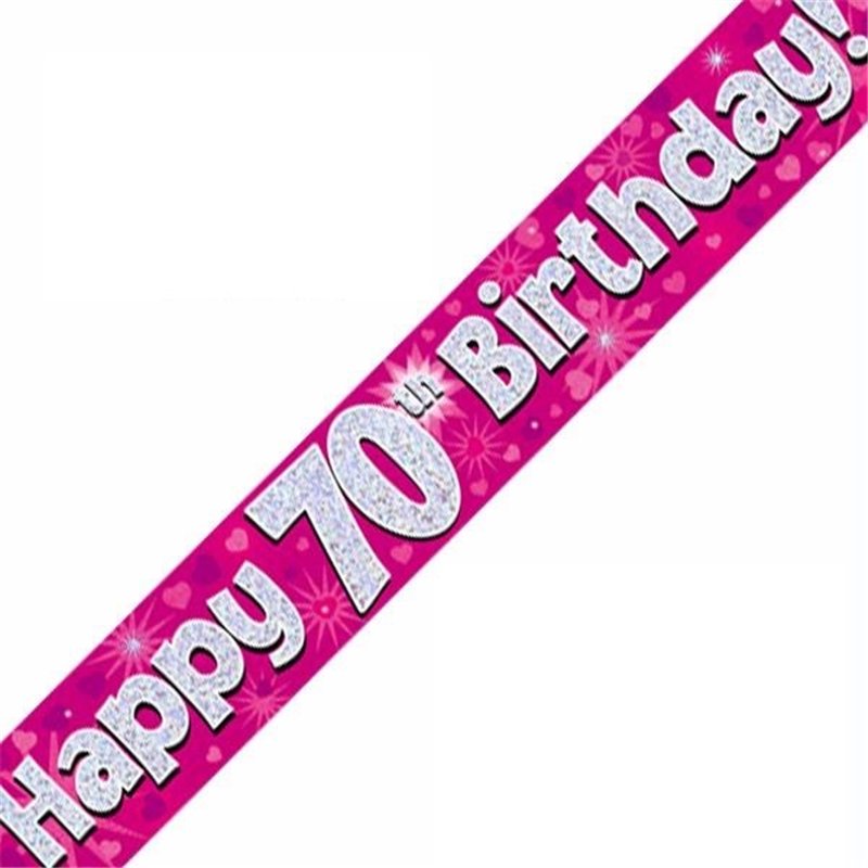 9FT 70TH BIRTHDAY PINK BANNER