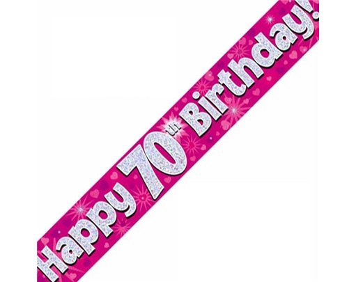 9FT 70TH BIRTHDAY PINK BANNER