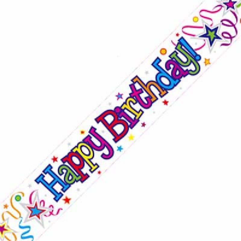 9FT B/DAY RIBBON & STARS BANNER
