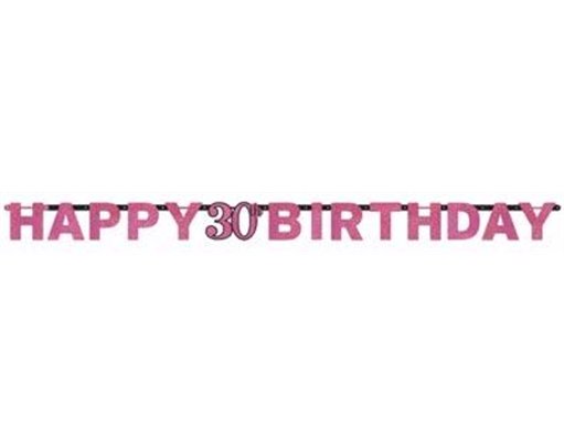 30TH PINK SPARKLES LETTER BANNER