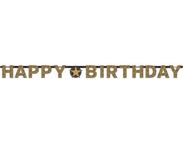 B/DAY GOLD SPARKLES LETTER BANNER