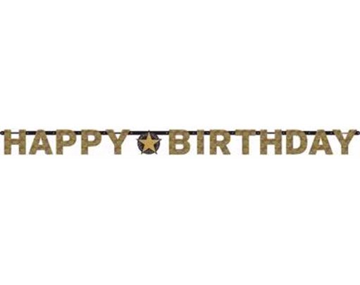 B/DAY GOLD SPARKLES LETTER BANNER