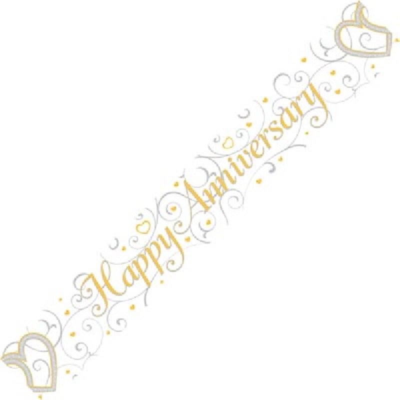 9FT HAPPY ANNIVERSARY HEARTS BANNER