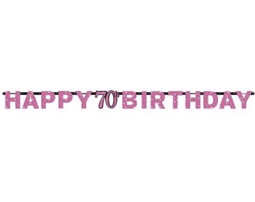 70TH PINK SPARKLES LETTER BANNER