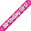 9FT B/DAY GIRL PINK HOLO BANNER