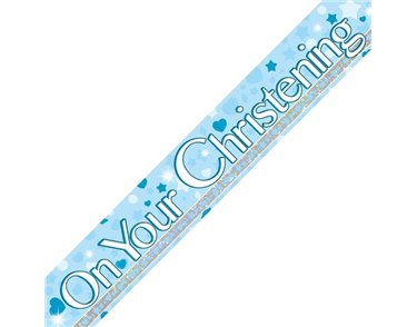 9FT BLUE DOTS CHRISTENING BANNER