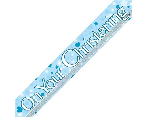 9FT BLUE DOTS CHRISTENING BANNER