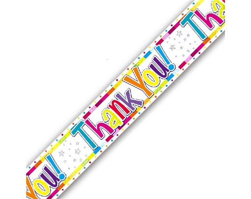 9FT BRIGHT THANK YOU HOLOGRAPHIC BANNER