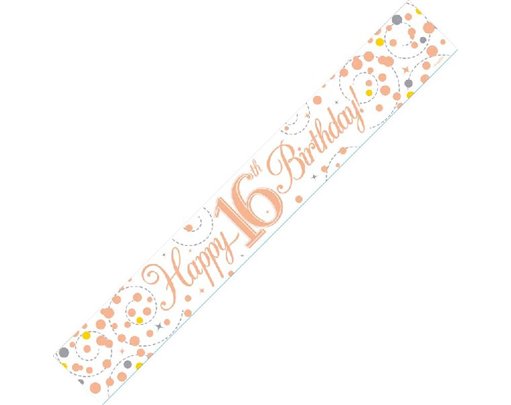9FT WHITE & ROSE GOLD 16TH BANNER