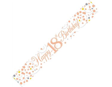 9FT WHITE & ROSE GOLD 18TH BANNER