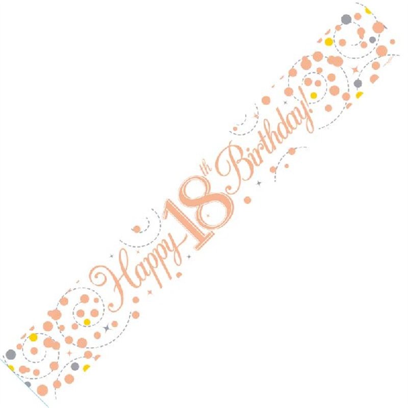9FT WHITE & ROSE GOLD 18TH BANNER