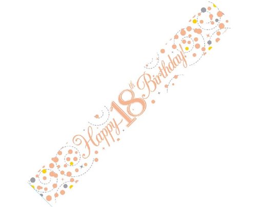 9FT WHITE & ROSE GOLD 18TH BANNER