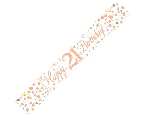 9FT WHITE & ROSE GOLD 21ST BANNER